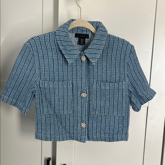 House of Harlow 1960 Tops - House of Harlow 1960 Blue Textured Shirt